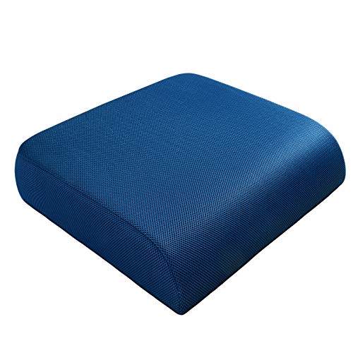 YOUFI Extra Thick Large Seat Cushion -19 X 17.5 X 4 Inch Gel Memory Foam Cushion with Carry Handle Non Slip Bottom - Pain Relief Coccyx Cushion for Wheelchair Office Chair (Blue (1PACK)) - color: Blue