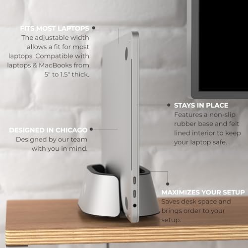 HumanCentric Vertical Laptop Stand in Silver Aluminum, Adjustable - color: Aluminum Silver