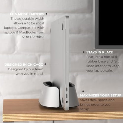 HumanCentric Vertical Laptop Stand in Silver Aluminum, Adjustable - color: Aluminum Silver