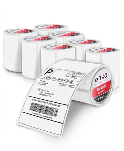 enKo 1744907 8 Rolls | 1760 Thermal 4 x 6 in Address and Shipping Labels - size: 8 Rolls - 1,760 Labels