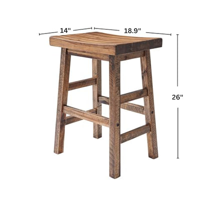 Alaterre Durango Solid Wood Rustic Bar Stool, Natural, 26-Inch | Counter Height Backless Barstool Kitchen Seating with Saddle Seat, Barstools for Kitchen and Home Bar - size: 26" Counter Height