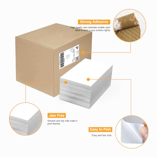 4000 Labels/8 Stacks 4" x 6" Fanfold Direct Thermal Shipping Address Labels Compatible with Zebra 2844 & Rollo Printer - color: Zb-4"x6"-8stacks(4000 Labels)