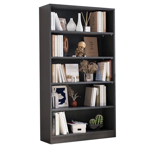 Farini 60 Inch Tall Bookcase,5 Shelf Bookshelves,Adjustable Bookshelf for Home Office,Grey - color: Grey, size: 5 shelf