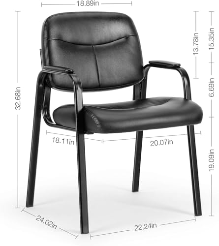 NEWBULIG Waiting Room Chair Set of 6, Leather Stationary Office Guest Reception Chairs No Wheel,Comfy Padded Arms,for Conference Room Lobby Side breakroom
