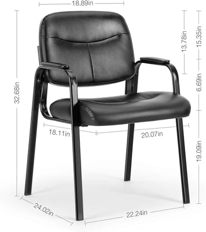 NEWBULIG Waiting Room Chair Set of 6, Leather Stationary Office Guest Reception Chairs No Wheel,Comfy Padded Arms,for Conference Room Lobby Side breakroom