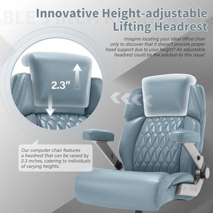 Big and Tall Office Chair 700lbs, Ergonomic High Back Computer Desk Chair | Adjustable Headrest&Lumbar Support, 3D Flip Arms, Large Wheels, Heavy Duty Metal Base, Thick Padded Wide Seat Executive Chair - color: Blue