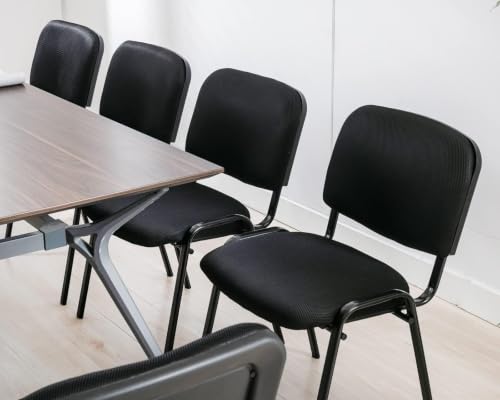 HNY Black Waiting Room Stackable Chairs Mesh Ergonomic Reception Chairs Set of 5 Conference Desk Guest Chair for Meeting Room, Office, Lobby, Events, Hall - color: Black Mesh