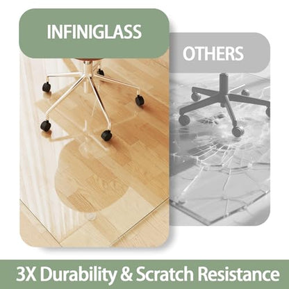 Tempered Glass Chair Mat for Carpet 48"x36", Floor Protector | Ultra Clear Office Chair Mat for Hardwood Floors & Carpets, Heavy Duty 0.2" Scratch-Resistant Surface with Non-Slip Pads - size: 48"x36"