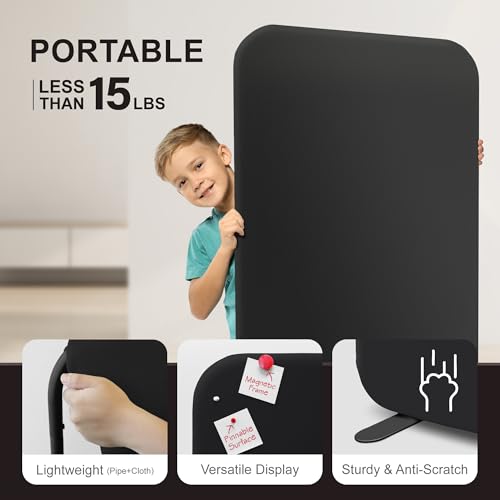 DECOLAB Freestanding Room Partition Divider Panel 29"x65" Midnight - color: Midnight