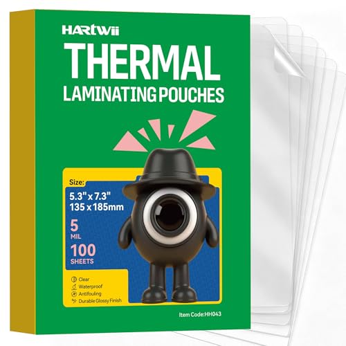 100 Pack Thermal Laminating Pouches 5.3x7.4Inches 5mil Laminating Sheets for Photo Card Documents, Clear Rounded Corner, Crystal Clear, Dry-Erase Friendly, Compatible with Laminators - size: 5.3x7.4"_5mil