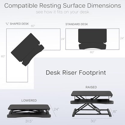 VIVO 32 inch Desk Converter, K Series, Height Adjustable Sit to Stand Riser, Dual Monitor and Laptop Workstation with Wide Keyboard Tray, Black, DESK-V000K | Height Adjustable, Stand Up Desk Riser, Wide Keyboard Tray, Dual Monitor and Laptop Workstation,