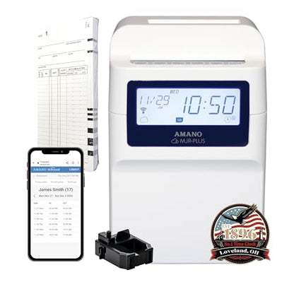 Amano MJR-Plus Calculating time Clock for 100 Employees. Free Cloud app Included
