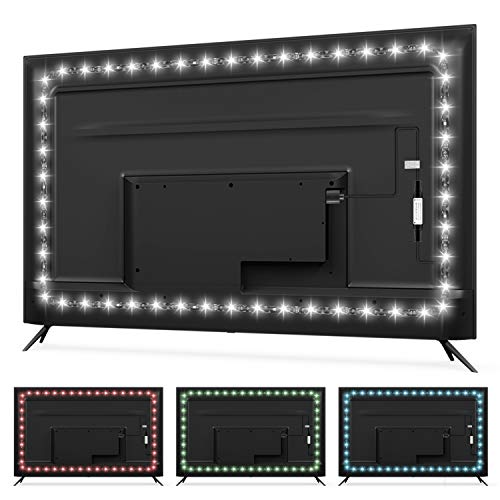 HAMLITE USB TV Bias Lighting 6500K True White for 50-55inch TV, 11.5ft LED Lighting fixtures for Indoor and Outdoor Lighting Applications Covers 4 Sides of 50-55 Inch TV, TV Light with RF Remote - size: 50-55"