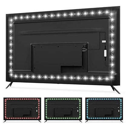 HAMLITE USB TV Bias Lighting 6500K True White for 50-55inch TV, 11.5ft LED Lighting fixtures for Indoor and Outdoor Lighting Applications Covers 4 Sides of 50-55 Inch TV, TV Light with RF Remote - size: 50-55"