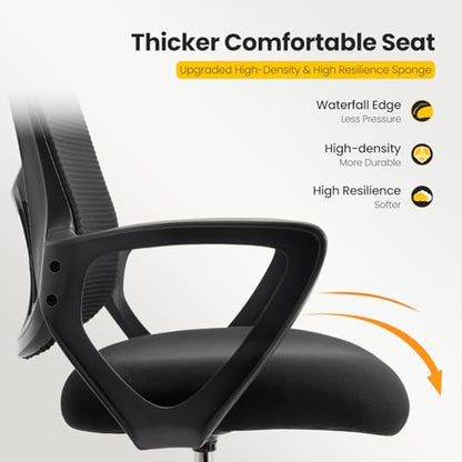 Sweetcrispy Ergonomic Tall Drafting Chair, High Office Desk Chair | Comfy Lumbar Support, Adjustable Height, Footrest, Fixed Arms, Counter, Dark Black - color: Dark Black, size: 45 inches (H) x 23.62 inches (W) x 24.2 inches (L)