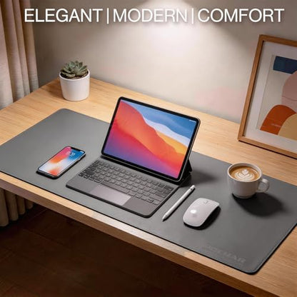 POCHAR Vegan Leather Desk Mat 31" x 16" - Desk Pad Protector for Desktop - color: Gray