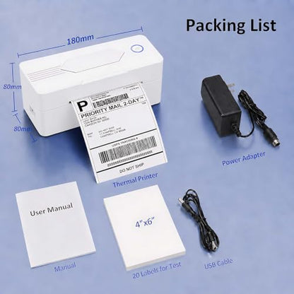 Mvgges Shipping Label Printer,Bluetooth 4x6 Thermal Label Printer for Small Business Office or Home, Compatible with Android, iOS, Windows and Mac, Widely Used for Amazon,USPS,Etsy,White - color: White