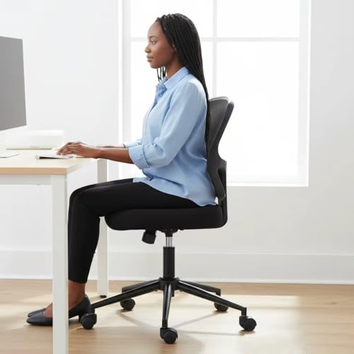Armless Office Desk Chair Height Adjustable, Ergonomic High Back Mesh Task Chair, Rolling Office Stool for Small Spaces, Computer, Study,Sewing & Drafting - Black