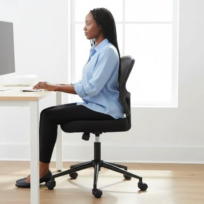 Armless Office Desk Chair Height Adjustable, Ergonomic High Back Mesh Task Chair, Rolling Office Stool for Small Spaces, Computer, Study,Sewing & Drafting - Black