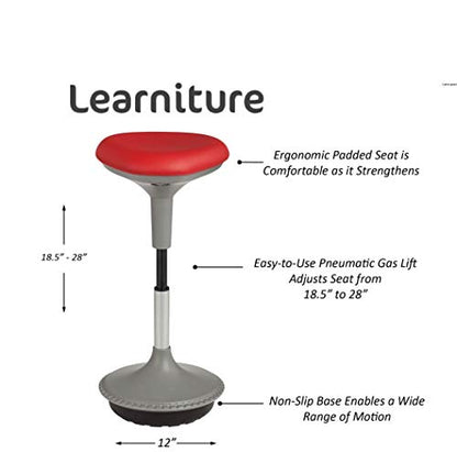 Learniture Adjustable Height Active Learning Stool for Office Desks and Classrooms, Foam-Padded Backless Wobble Stool with Rocking Motion, Red - color: Red