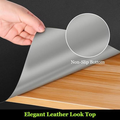 Warmstar Leather Table Cover 24 x48 Inch, 1.8MM Thick PVC Table Protector - color: Black, size: 24" x 48"