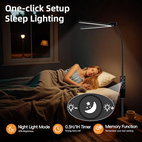 Dual Head LED Floor Lamp, 24W 2400LM with Remote Control