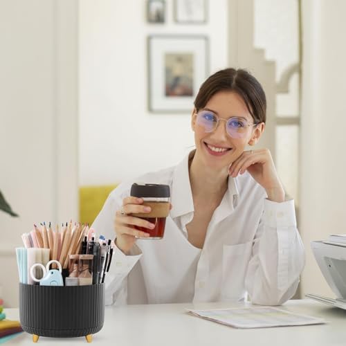 SKYDUE 360 Degree Rotating Desk Organizer, Pencil Pen Holder for Desk - color: Black_1Pack