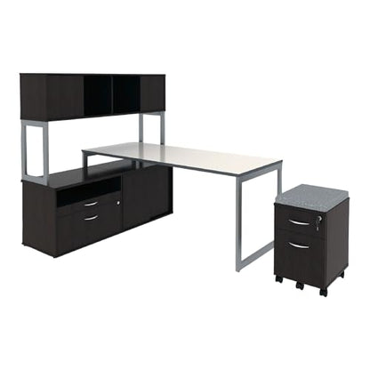 Alera Alera Open Office Desk Series Low File Cabinet Credenza, 2-Drawer: Pencil/File,Legal/Letter,1 Shelf,Espresso,29.5x19.13x22.88