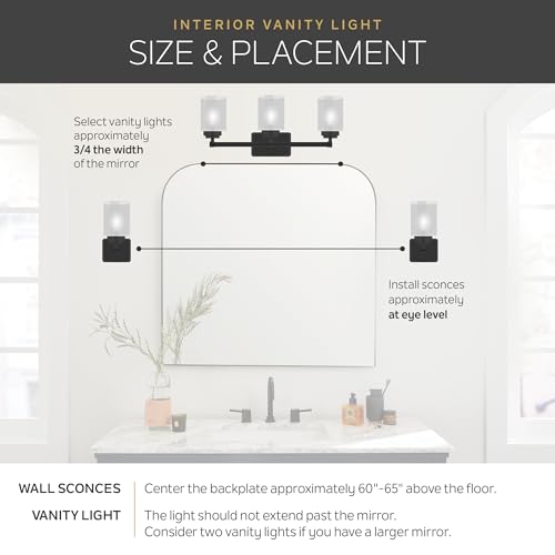 Kichler Crosby 23" Vanity Light in Chrome, 3-Light Contemporary Bathroom Light with Satin Etched Cased Opal Glass, (23" L x 8.75" H), 45497CH | Satin etched cased opal glass vanity light for bathroom mirrors (23" x 8.75" x 6"), 45497CH - color: Chrome, si