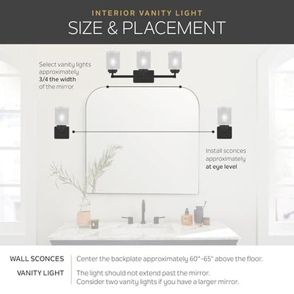 Kichler Crosby 23" Vanity Light in Chrome, 3-Light Contemporary Bathroom Light with Satin Etched Cased Opal Glass, (23" L x 8.75" H), 45497CH | Satin etched cased opal glass vanity light for bathroom mirrors (23" x 8.75" x 6"), 45497CH - color: Chrome, si