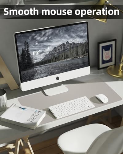 Small Leather Desk Mat, Mouse Pad, Laptop Mat, Non-Slip PU Leather Blotter, Waterproof Writing Pad for Office/Home (23.6"x13.8", Light Grey) - color: Light Grey, size: 23.6" x 13.7"