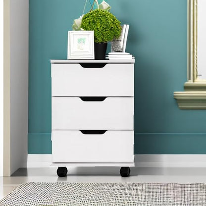 Farini 3-Drawer Vertical Filing Cabinet Rolling Wood Mobile File Cabinets Under Desk for Home Office with Casters，White,Fully-Assembled - color: White, style: Fully-assembled