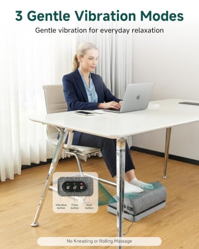 Snailax Heated Foot Rest Under Desk, Adjustable Height Foot Stool | 2026 Upgraded, Foot Warmer with 2 Heat Levels, 3 Vibration Modes, Memory Foam Support for Office, Home Office and Gaming - color: A.grey