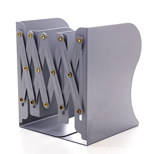 Adjustable Bookends Metal Book Ends for Heavy Book Holder Heavy Duty Bookends Nonskid Bookcase Desktop Book Organizer Binder Holder - color: Simple Grey