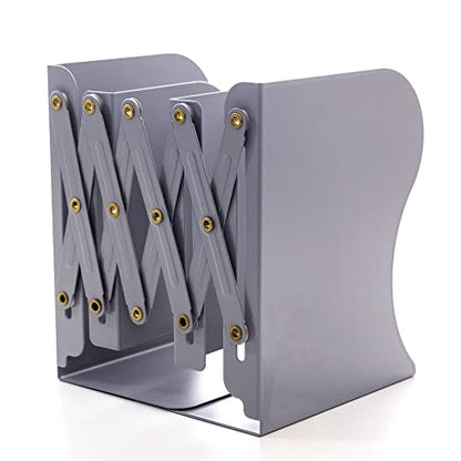 Adjustable Bookends Metal Book Ends for Heavy Book Holder Heavy Duty Bookends Nonskid Bookcase Desktop Book Organizer Binder Holder - color: Simple Grey