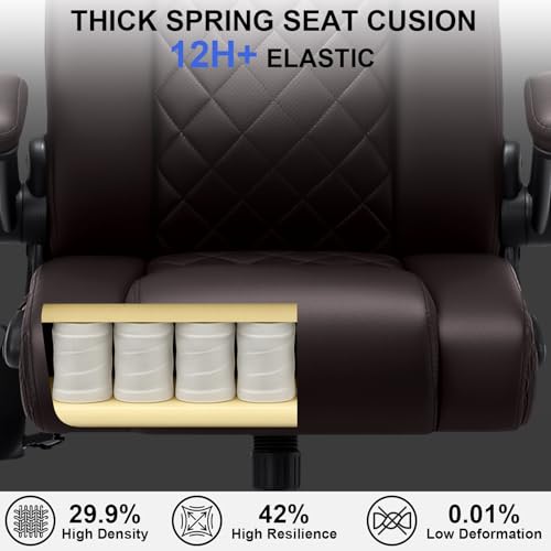 HOFFREE Comfy Computer Chair with Adjustable Lumbar Support (Coffee) - color: Coffee