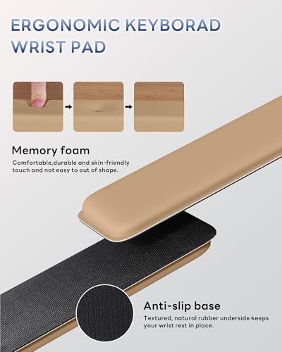 Laborio Computer Keyboard Wrist Rest, Keyboard Riser Stand for Desktop - color: Coffee