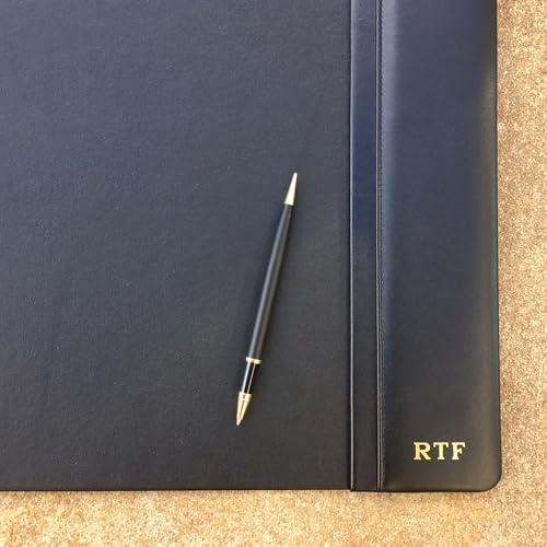 Dacasso Black Leather 22" x 14" Side Rails Desk Pad - color: Black, size: 14" x 22"