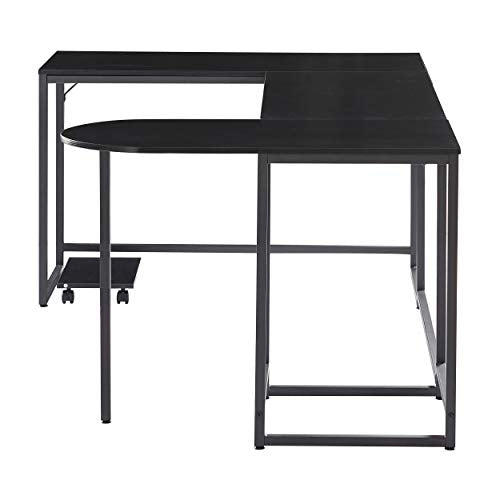 U-Shaped Computer Desk, Industrial Corner Writing Desk with CPU Stand, Gaming Table Workstation Desk for Home Office for Adults Black