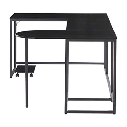 U-Shaped Computer Desk, Industrial Corner Writing Desk with CPU Stand, Gaming Table Workstation Desk for Home Office for Adults Black