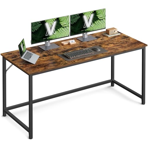 VASAGLE Computer Desk, Office Work Desk, 53.1 x 23.6 x 29.9 Inches, for Study, Bedroom, Home Office, Living Room, Rustic Brown and Ink Black ULWD043B01 - color: Rustic Brown + Ink Black, size: 53.1"W