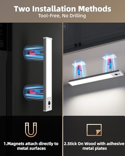 EZVALO Under Cabinet Lighting with Charging Station, Rechargeable Motion Sensor Light Indoor, Dimmable Closet Lights Wireless, 6500K, Motion Activated Under Counter Lights for Kitchen,Pantry(3 Pcs) - color: Cool White