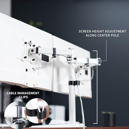 VIVO Dual LED LCD Monitor Free-Standing Desk Stand - color: White, size: 13" - 32" screens