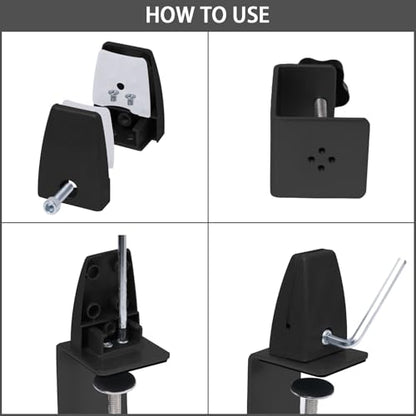 4-Pack Sneeze Guard Clamps for 1/8"" to 1"" Thick Panels, Adjustable Desk Partition Clips, Easy-to-Install Desk Privacy Panel Clips, Ideal for Office and Home Use, Black, 8HY-I0K-JXP340 - color: Black