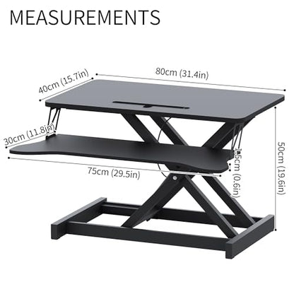 Panana Standing Desk Converter, Height Adjustable Sit to Stand Up Workstation, Dual Monitor and Laptop with Wide Keyboard Tray for Home Office (31.5")