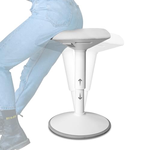Standing Desk Stool Chair, Height Adjustable 16-24 inch for Office and Classroom, Swivel Base, Anti-Slip Bottom Ergonomic Wobble Stool with Rocking Motion, White - color: Matte White, size: 16-24 inch