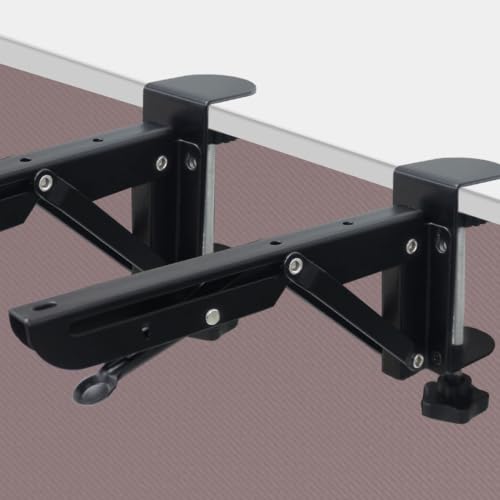 2 Pcs Desk Keyboard Tray Support Bracket, Cold Rolled Steel Clamp On Foldable Bracket for Office Desktop Space Saving