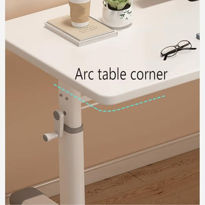 Adjustable Manual Standing Desk 80cm Height Adjustable Work Table Hand Crank Sit Stand Home Office Computer Desk Ergonomic Workstation in White (White 100cm) - size: 100cm