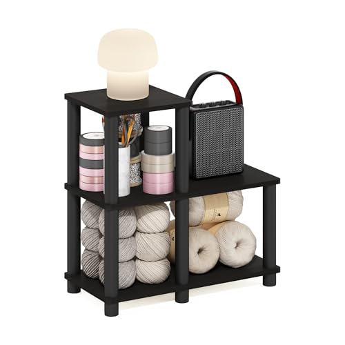 Furinno Turn-N-Tube Accent Decorative Shelf, Espresso/Black | Open Frame Design Book Shelf, 3-Cube Corner Shelf, Open Shelves, Living Room, Garage, Home Office - color: Espresso/Black