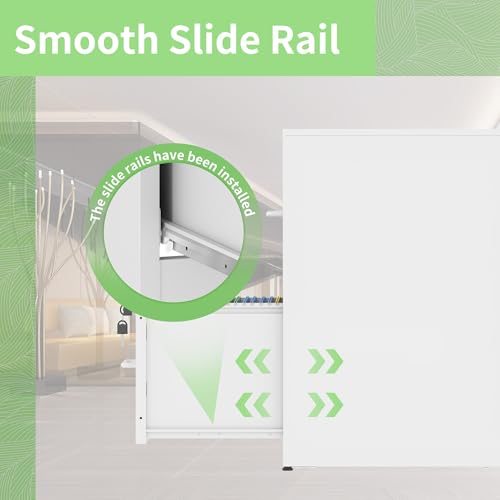 Metal File Cabinet with Drawer Heavy Duty Locking File Cabinets | Home Office Steel Filing Cabinet Vertical File Cabinets for Legal/Letter Size File,Assembly Required - color: White, size: 25.6"H-2 drawers
